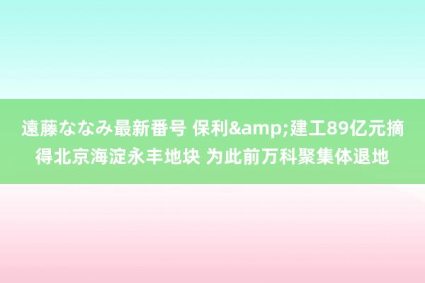 遠藤ななみ最新番号 保利&建工89亿元摘得北京海淀永丰地块 为此前万科聚集体退地