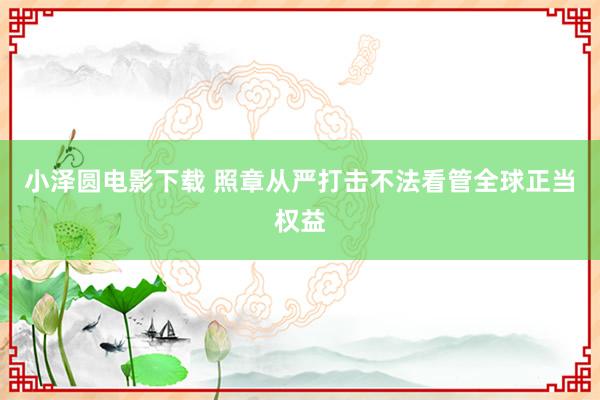 小泽圆电影下载 照章从严打击不法看管全球正当权益