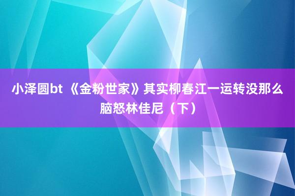 小泽圆bt 《金粉世家》其实柳春江一运转没那么脑怒林佳尼（下）