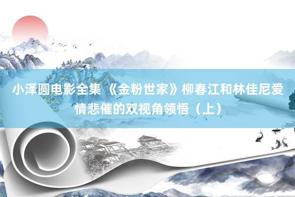 小泽圆电影全集 《金粉世家》柳春江和林佳尼爱情悲催的双视角领悟（上）