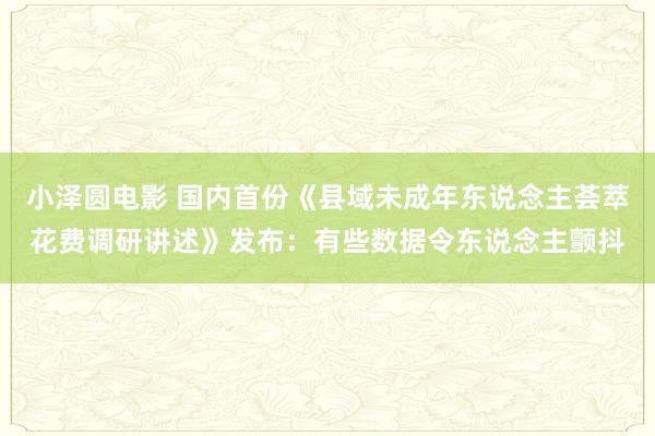 小泽圆电影 国内首份《县域未成年东说念主荟萃花费调研讲述》发布：有些数据令东说念主颤抖