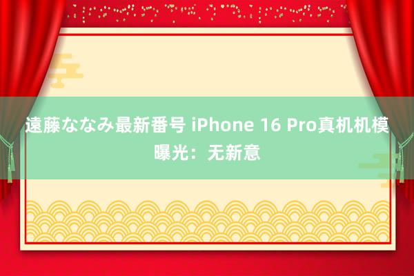 遠藤ななみ最新番号 iPhone 16 Pro真机机模曝光：无新意