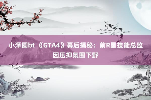 小泽圆bt 《GTA4》幕后揭秘：前R星技能总监因压抑氛围下野