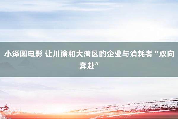 小泽圆电影 让川渝和大湾区的企业与消耗者“双向奔赴”