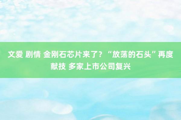 文爱 剧情 金刚石芯片来了？“放荡的石头”再度献技 多家上市公司复兴