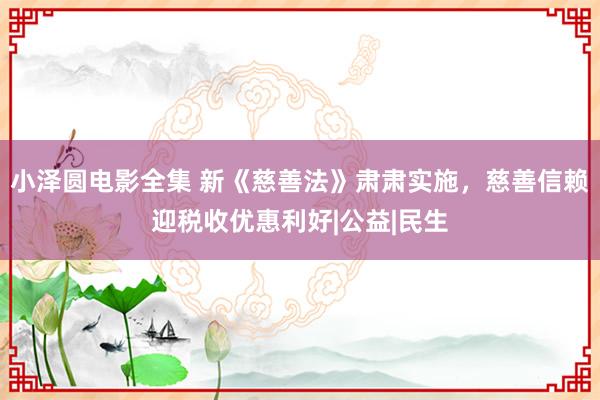 小泽圆电影全集 新《慈善法》肃肃实施，慈善信赖迎税收优惠利好|公益|民生