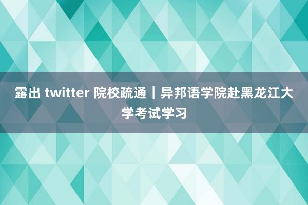 露出 twitter 院校疏通｜异邦语学院赴黑龙江大学考试学习