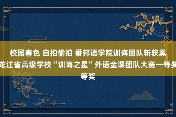 校园春色 自拍偷拍 番邦语学院训诲团队斩获黑龙江省高级学校“训诲之星”外语金课团队大赛一等奖